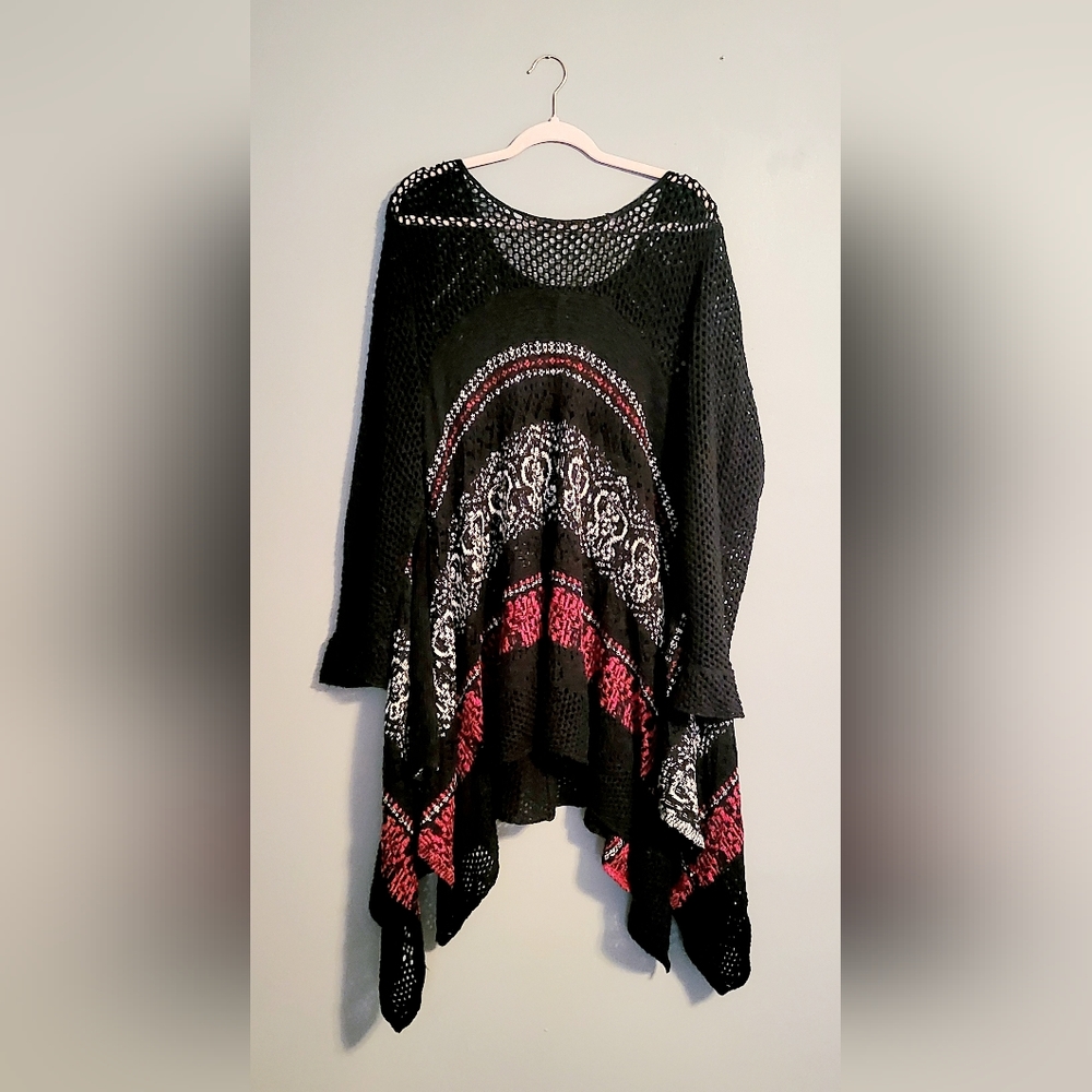 Black Knit Sweater, Asymmetrical and Oversized